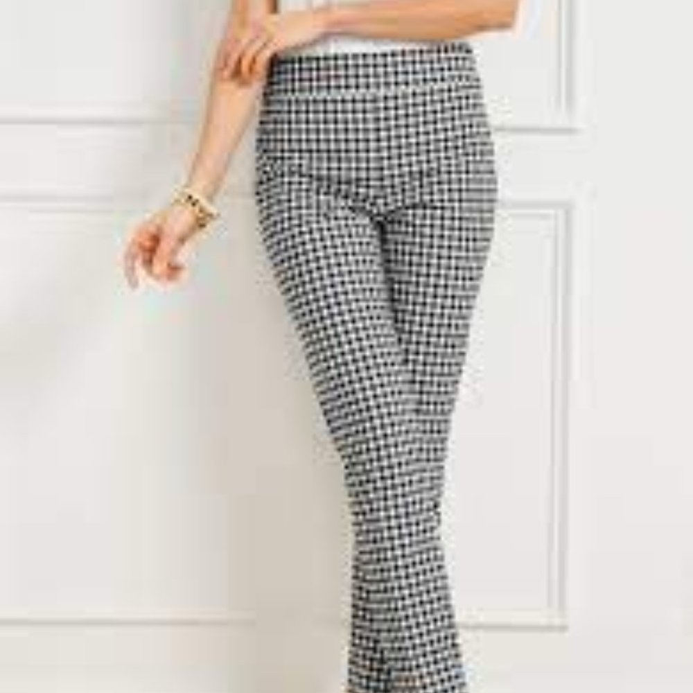 Talbots Black & White Gingham Side Zip Slim Ankle Pants Size 4p
